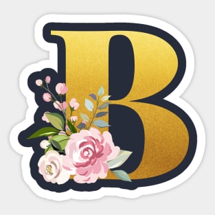 Floral Monogram Bravo Letter B Sticker